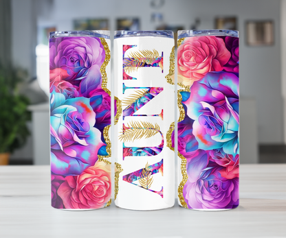 Purple Rose 20oz Tumbler with Straw