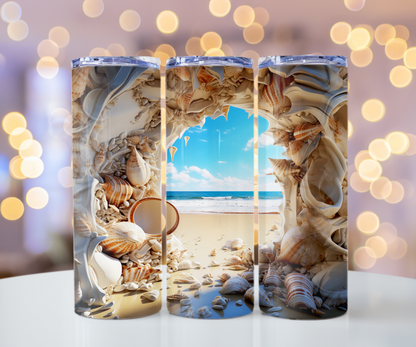 Shells on the beach 20oz Tumbler with Straw