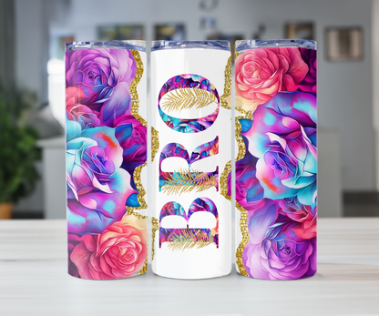 Purple Rose 20oz Tumbler with Straw