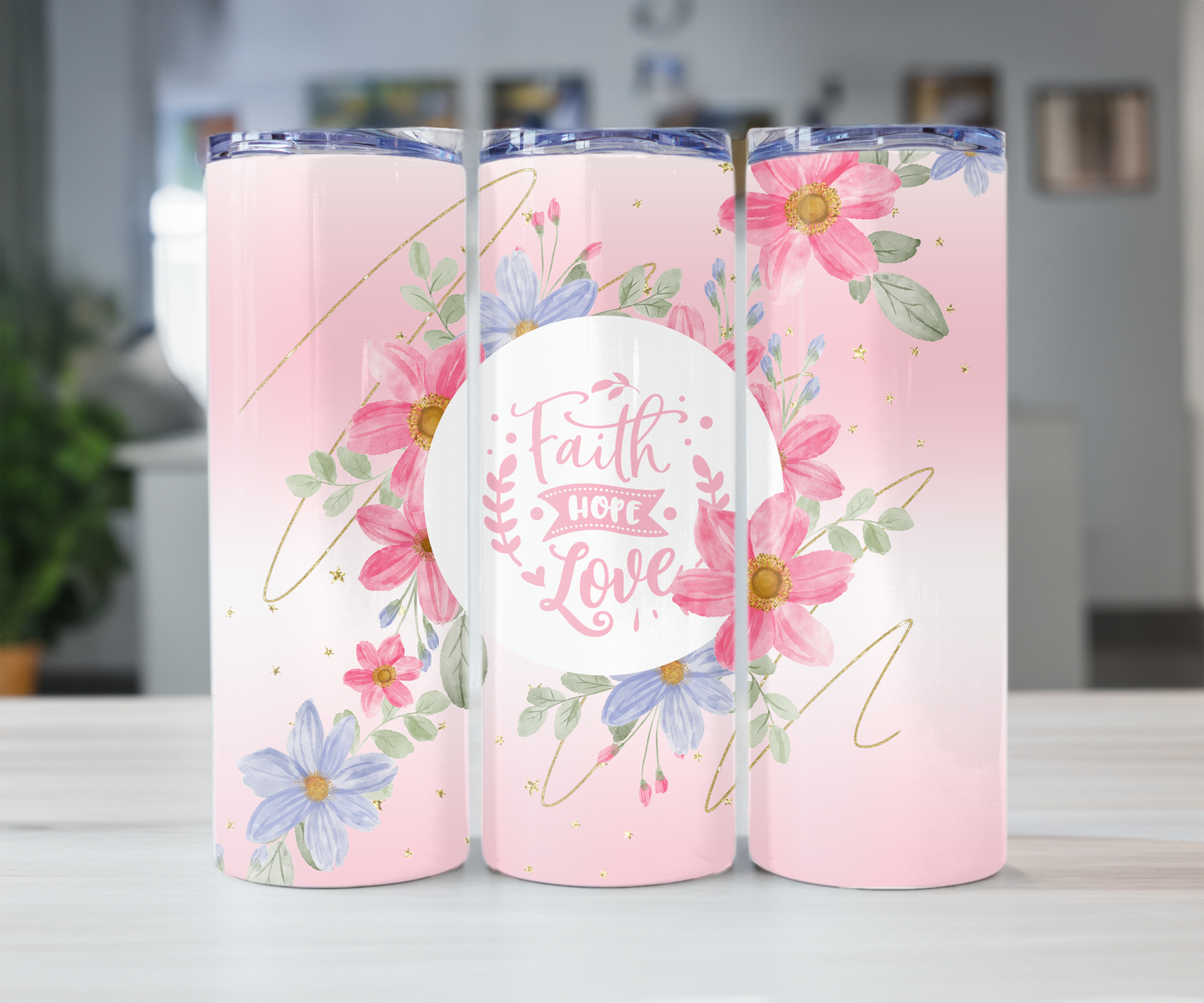 Faith Hope Love 20oz Tumbler with Straw