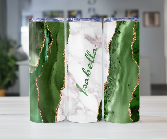 Green Marble 20oz Tumbler with Straw