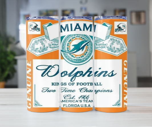 Miami Dolphin Est 1966 20oz Tumbler with Straw