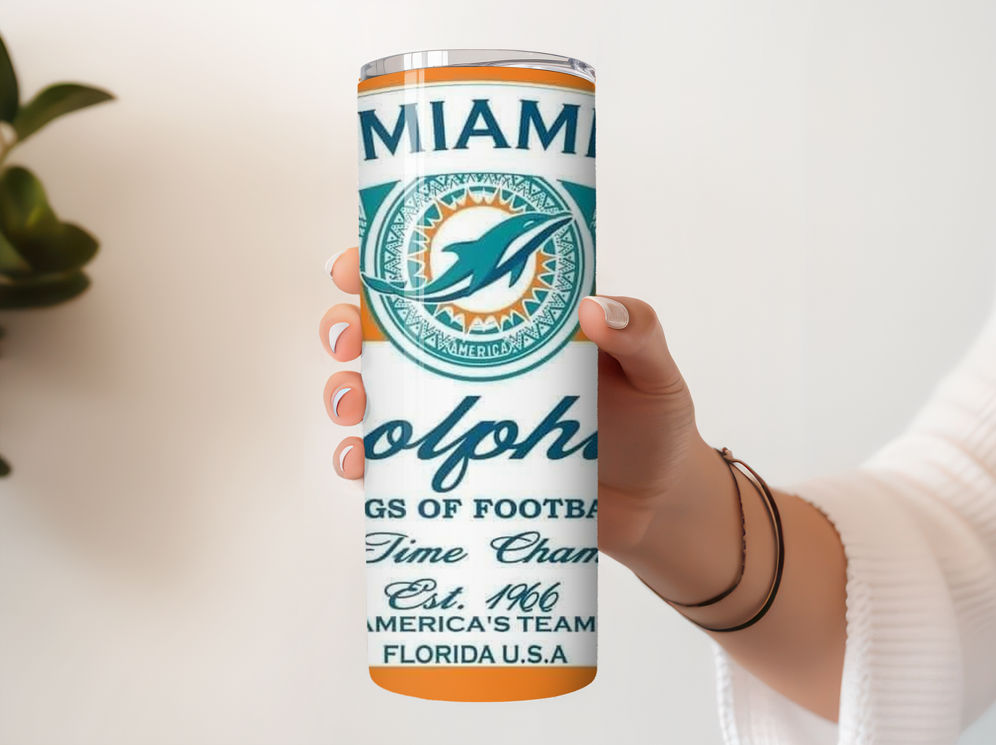 Miami Dolphin Est 1966 20oz Tumbler with Straw