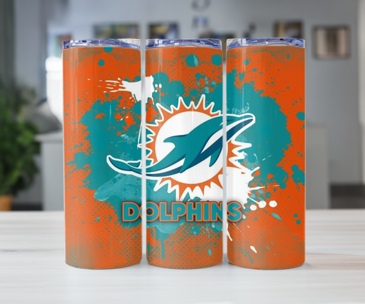 Miami Dolphin 20oz Tumbler with Straw