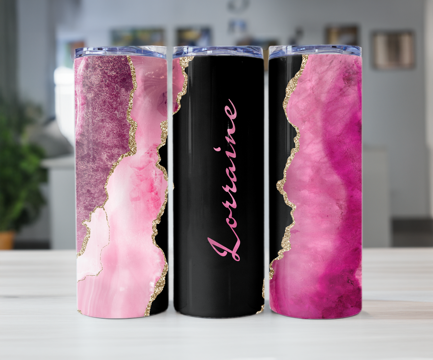 Pink Marble 20oz Tumbler with Straw