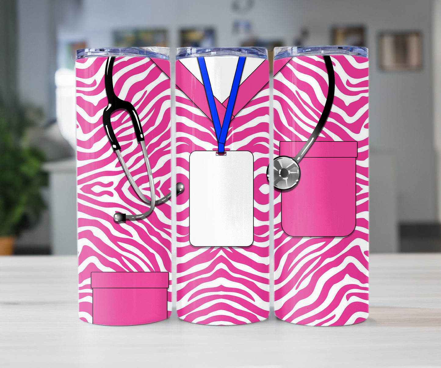 Zebra print Scrubs 20oz Tumbler with Straw