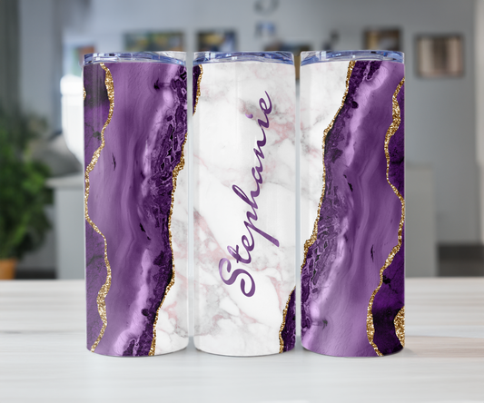 Purple Marble 20oz Tumbler with Straw