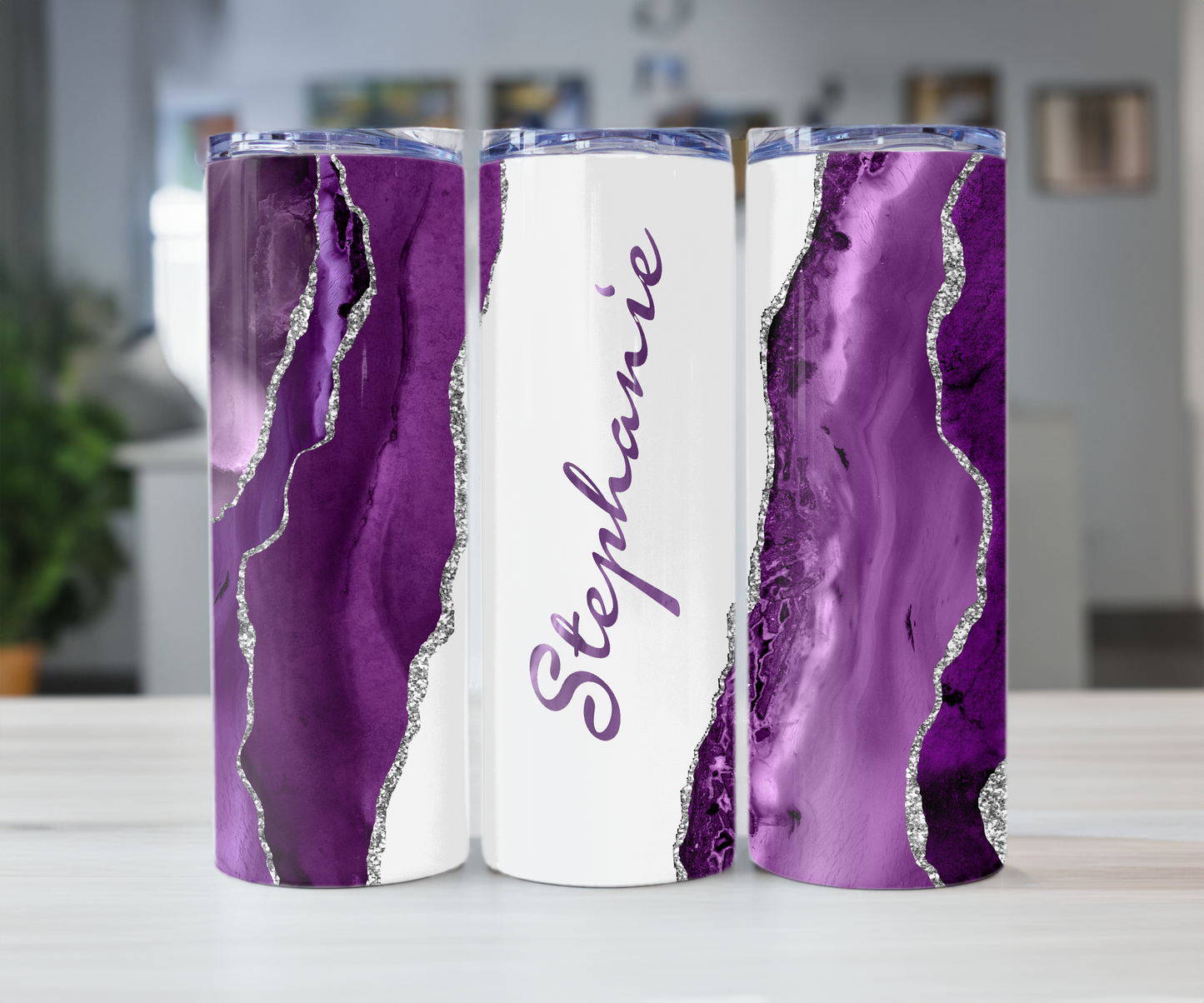 Purple Marble 20oz Tumbler with Straw