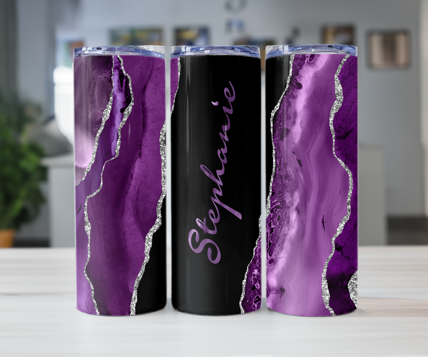 Purple Marble 20oz Tumbler with Straw