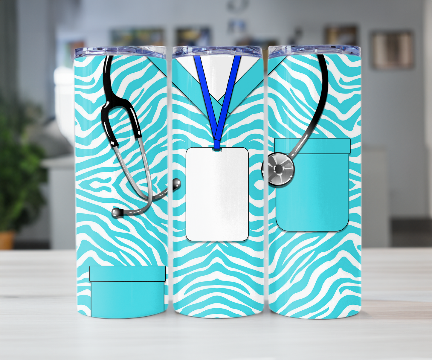 Zebra print Scrubs 20oz Tumbler with Straw