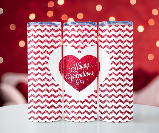 Happy Valentines Day zigzag 20oz Tumbler with Straw