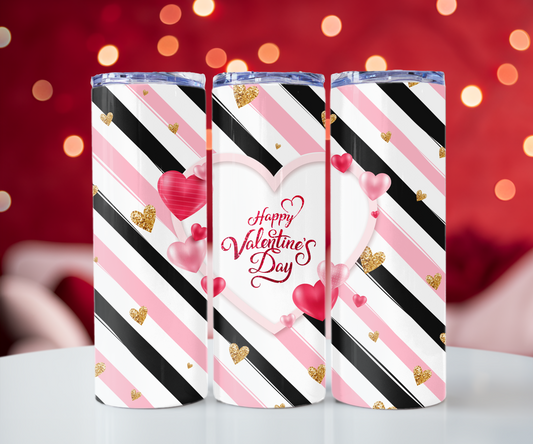 Copy of Happy Valentines stripes 20oz Tumbler with Straw