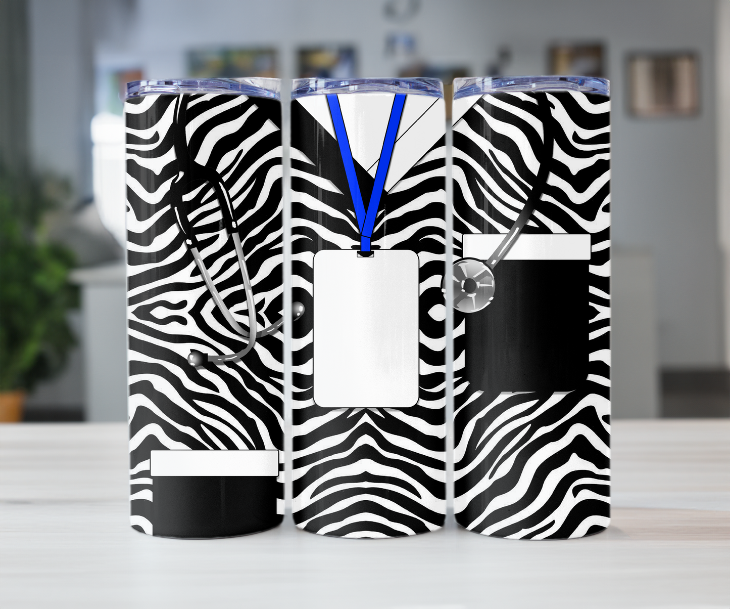 Zebra print Scrubs 20oz Tumbler with Straw