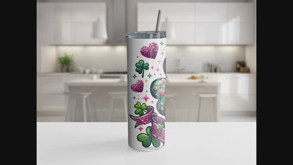 Clover with pink bow 20oz Tumbler with Straw