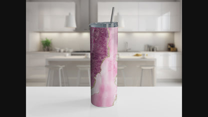 Pink Marble 20oz Tumbler with Straw