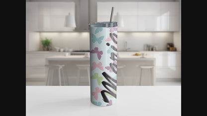 Pastel Butterflies 20oz Tumbler with Straw