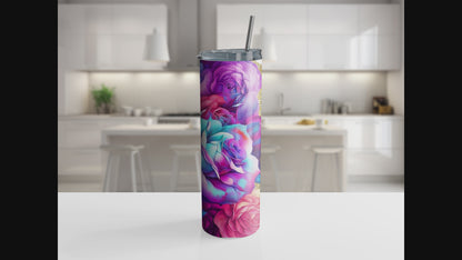 Purple Rose 20oz Tumbler with Straw