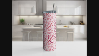 Pink Flowers 20oz Tumbler with Straw