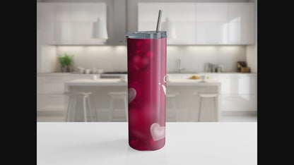 Happy Valentines red heart 20oz Tumbler with Straw