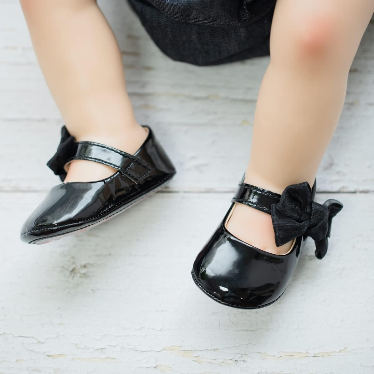 Infant Baby Girls Soft Sole Bowknot Princess Wedding Dress Mary Jane Flats Prewalker Newborn Light Baby Sneaker Shoes