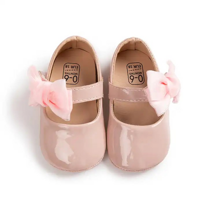 Infant Baby Girls Soft Sole Bowknot Princess Wedding Dress Mary Jane Flats Prewalker Newborn Light Baby Sneaker Shoes