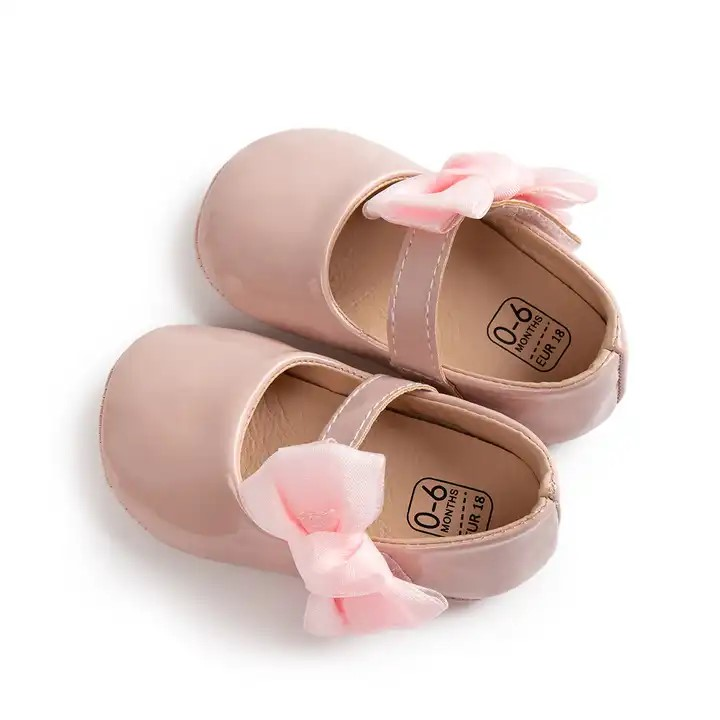 Infant Baby Girls Soft Sole Bowknot Princess Wedding Dress Mary Jane Flats Prewalker Newborn Light Baby Sneaker Shoes