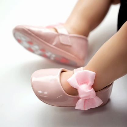 Infant Baby Girls Soft Sole Bowknot Princess Wedding Dress Mary Jane Flats Prewalker Newborn Light Baby Sneaker Shoes