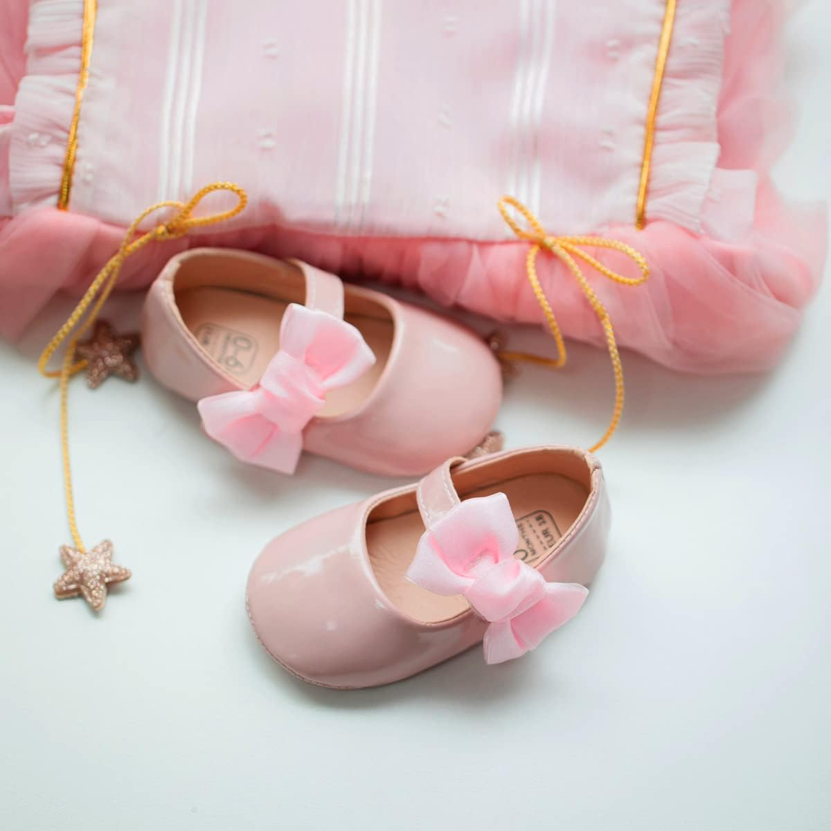 Infant Baby Girls Soft Sole Bowknot Princess Wedding Dress Mary Jane Flats Prewalker Newborn Light Baby Sneaker Shoes