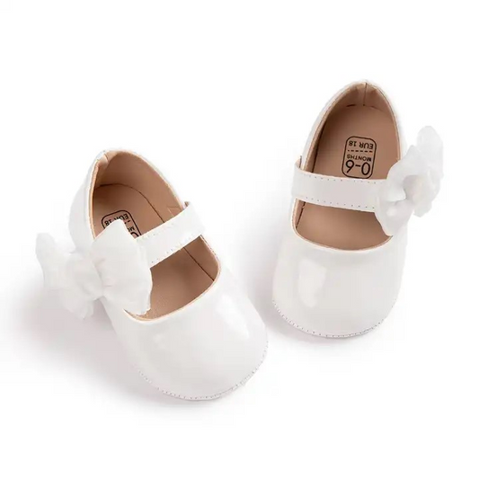 Infant Baby Girls Soft Sole Bowknot Princess Wedding Dress Mary Jane Flats Prewalker Newborn Light Baby Sneaker Shoes