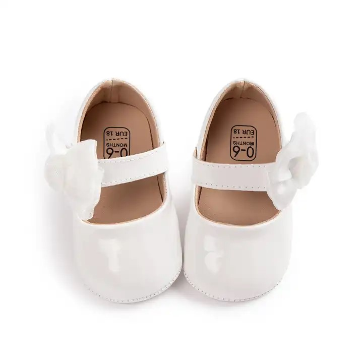 Infant Baby Girls Soft Sole Bowknot Princess Wedding Dress Mary Jane Flats Prewalker Newborn Light Baby Sneaker Shoes