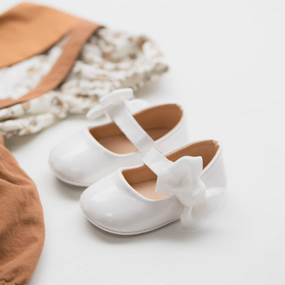 Infant Baby Girls Soft Sole Bowknot Princess Wedding Dress Mary Jane Flats Prewalker Newborn Light Baby Sneaker Shoes